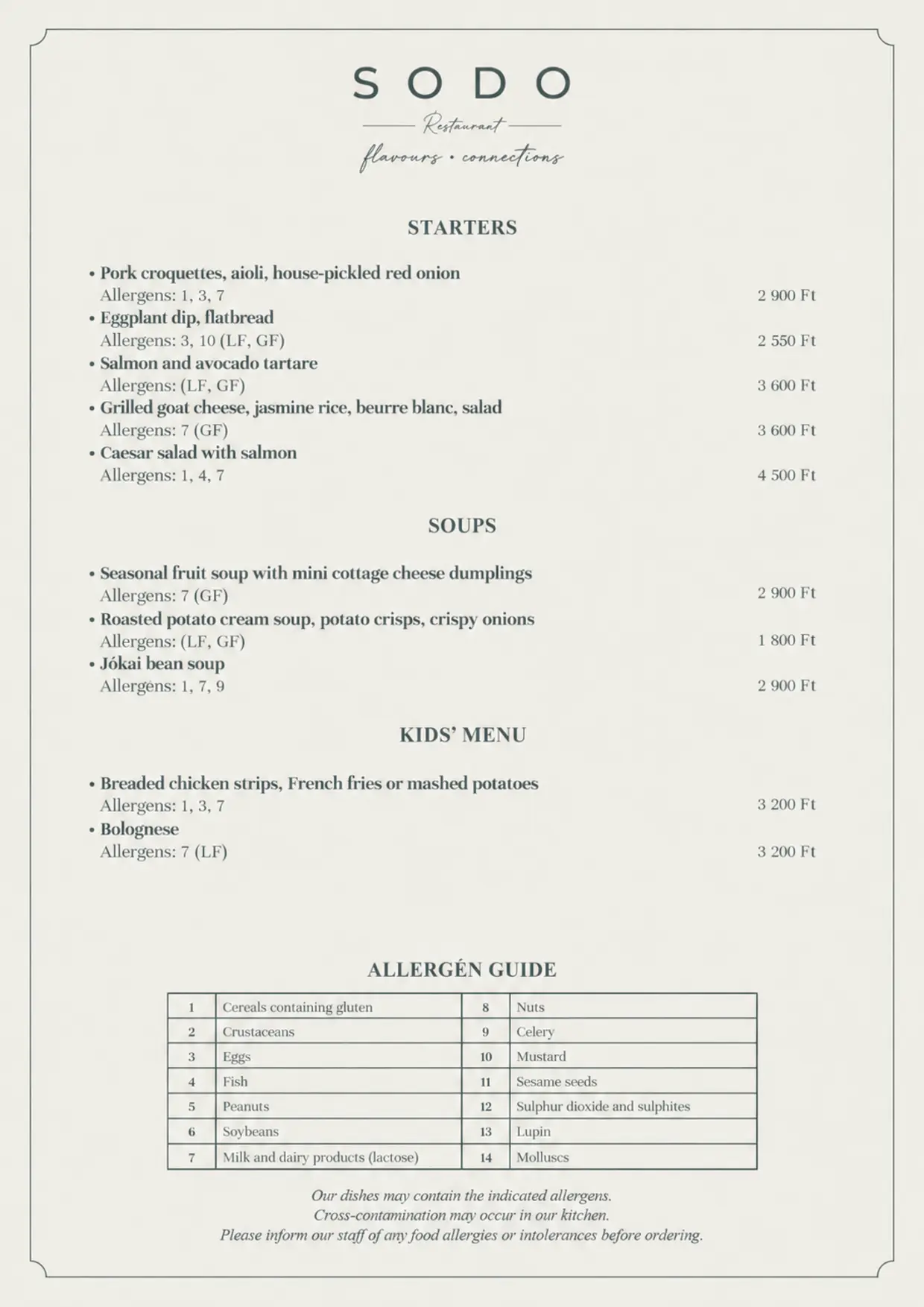 SODO MENU 09.09.2026 Starters